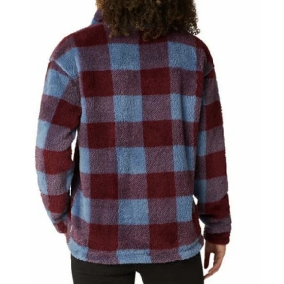 Eddie Bauer Women's Ultra Soft Fleece Quarter Zip Harbor Check Print Pullover M - Picture 3 of 11